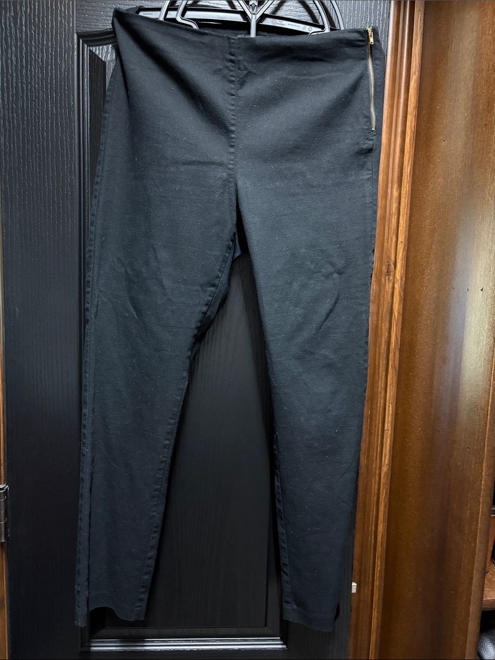 H&M Black Ponte pants with Gold Zip Accent